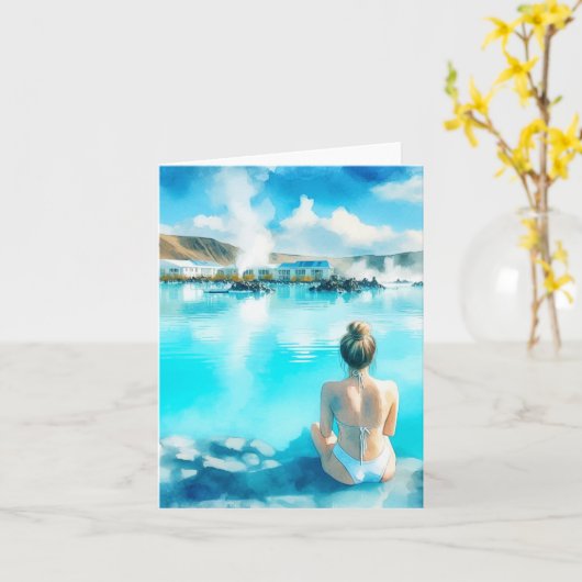 Blue Lagoon Island Watercolor Karte (Gelbe Blume)
