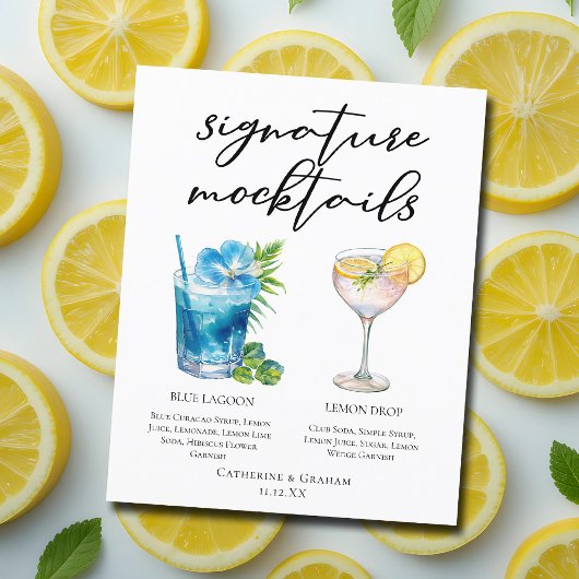 Blue Lagoon Lemon Drop Hochzeits-Mocktails-Menü