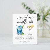 Blue Lagoon Lemon Drop Wedding Mocktails Menu (Stehend Vorderseite)