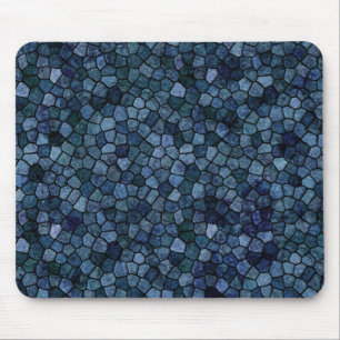 Blue Lagoon Midnight Cobbled Patchwork Terrazon Mousepad