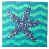 Blue Lagoon Nautic Starfish Design Fliese (Vorderseite)