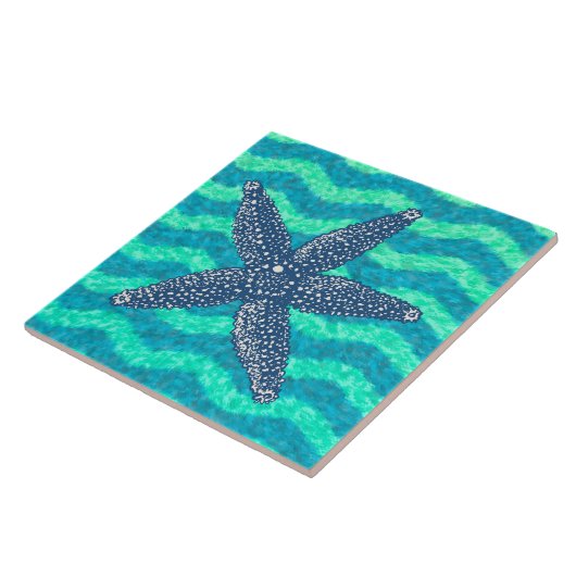 Blue Lagoon Nautic Starfish Design Fliese (Seite)