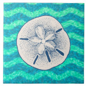 Blue Lagoon Nautical Sand Dollar Design Fliese (Vorderseite)