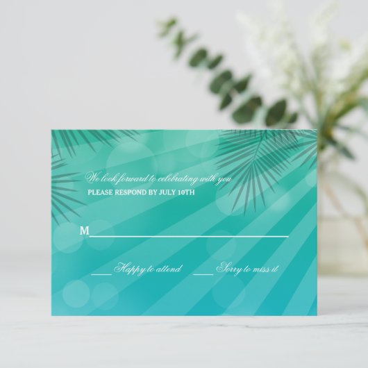 Blue Lagoon Response Cards Einladung (Stehend Vorderseite)