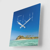 Blue Lagoon Seascape, Fidschi Quadratische Wanduhr (Winkel)