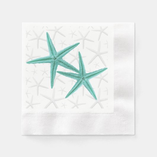Blue Lagoon Starfish Couple Paper Napkins Serviette (Vorderseite)