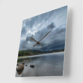 Blue Lake Clock Quadratische Wanduhr (Winkel)