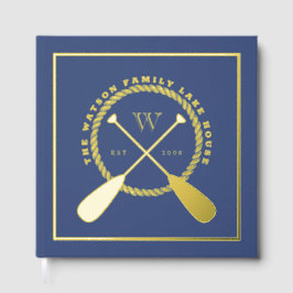 Blue Lake House Monogram Crossed Paddles Gästebuch