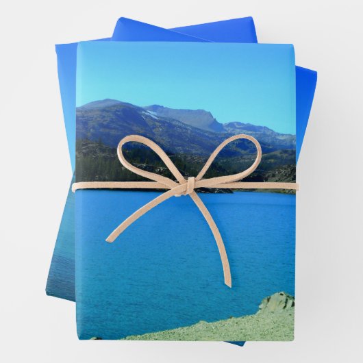 Blue Lake Mountain Decoupage Hochwertige Triade Geschenkpapier Set (Beispiel)