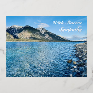 Blue Lake Mountains Silberfolie Beileidskarte Folien Feiertagspostkarte