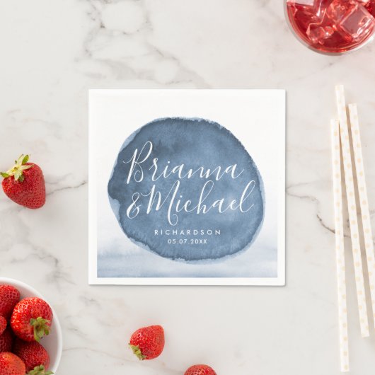 Blue Lake Water Stain | Personalisierte Hochzeit Serviette (Beispiel)