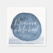 Blue Lake Water Stain | Personalisierte Hochzeit Serviette (Vorderseite)