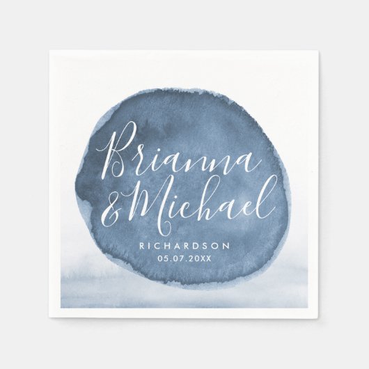 Blue Lake Water Stain | Personalisierte Hochzeit Serviette (Vorderseite)