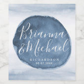 Blue Lake Water Stain | Personalisierte Namen Hoch Weinetikett (Einzelnes Label)