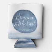Blue Lake Water Stain | Personalisierte Paar Dosenkühler (Vorderseite)