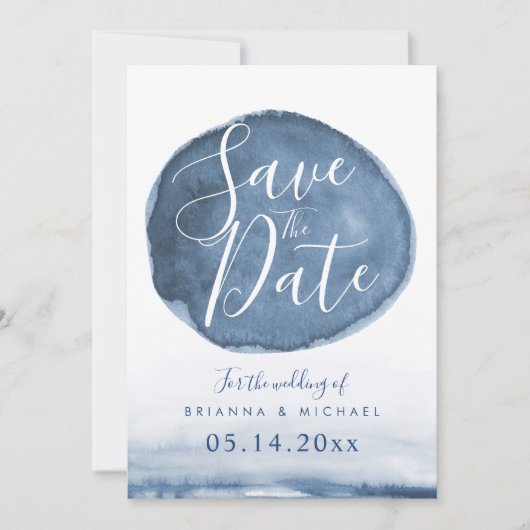 Blue Lake Water Stain | SAVE THE DATE (Vorderseite)