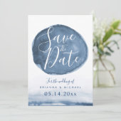 Blue Lake Water Stain | SAVE THE DATE (Stehend Vorderseite)