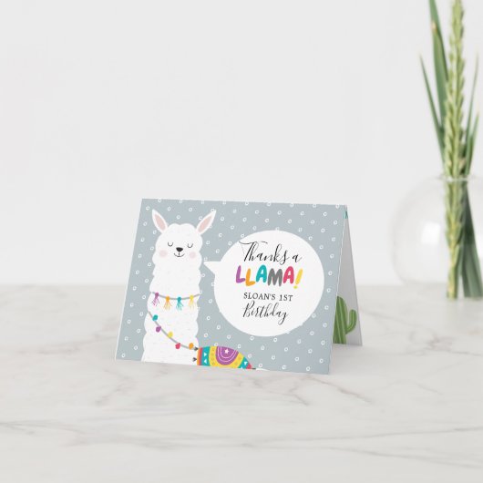 Blue Lama Cactus Foto Vielen Dank Karte (Vorderseite)