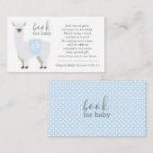 Blue Lama Polka Dot Book Request Baby Dusche Begleitkarte (Vorne/Hinten)