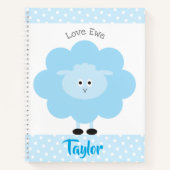 Blue Lamb Liebe Ewe Individuelle Name Script Niedl Notizblock (Vorderseite)
