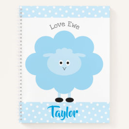 Blue Lamb Liebe Ewe Individuelle Name Script Niedl Notizblock