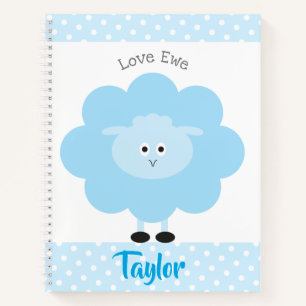 Blue Lamb Liebe Ewe Individuelle Name Script Niedl Notizblock