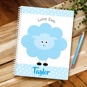 Blue Lamb Liebe Ewe Individuelle Name Script Niedl Notizblock