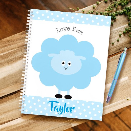 Blue Lamb Liebe Ewe Individuelle Name Script Niedl Notizblock