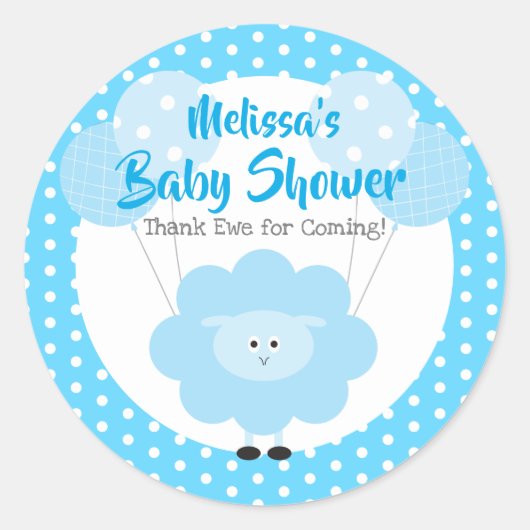 Blue Lamb Niedlich Simple Kawaii Baby Dusche Moder Runder Aufkleber (Vorderseite)