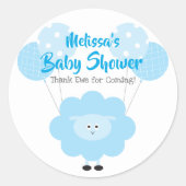 Blue Lamb Sweet Boy Baby Dusche Danke Niedlich Runder Aufkleber (Vorderseite)