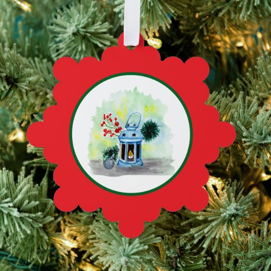 Blue lantern christmas with candle ornament karte (Insitu (Baum))