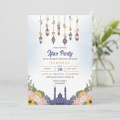 Blue Lantern Iftar Party Ramadan Abendessen Einlad Save The Date (Stehend Vorderseite)