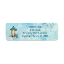 Blue Lantern Ivory Candle mit Pinecones Return