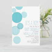 Blue Lanterns Baby Dusche Einladung (Stehend Vorderseite)