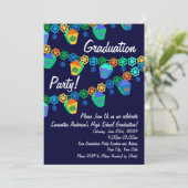 Blue Lanterns Luau Graduation Party Einladung (Stehend Vorderseite)