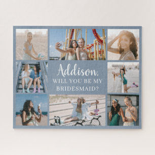 Blue Large 8 Foto Collage Bridesmaid Vorschlag Puzzle