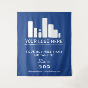 Blue Large Logo & Social Media Hintergrund Wandteppich