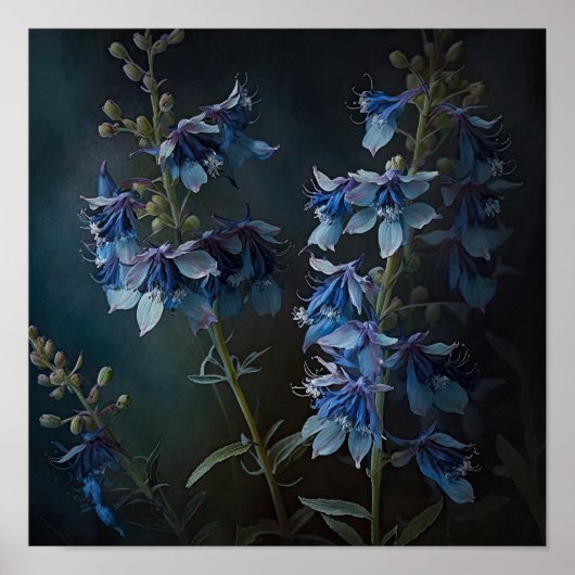 Blue Larkspur Blume Art Print Poster (Vorne)