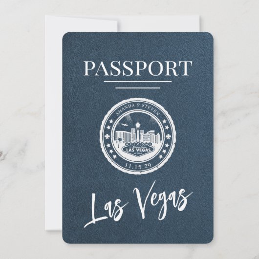 Blue Las Vegas Passport Wedding Einladung (Rückseite)