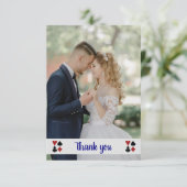 Blue Las Vegas Wedding Foto Vielen Dank Dankeskarte (Stehend Vorderseite)