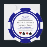 Blue Las Vegas Wedding Save the Date Poker Chip Einladung<br><div class="desc">Lassen Sie sich verzaubern,  indem Sie Ihren Gästen diese fabelhaften Einladungen in Blau-,  Weiß- und Rot-Poker senden. Sie werden gespannt auf die offizielle Einladung zu dieser unvergesslichen Hochzeit warten!</div>