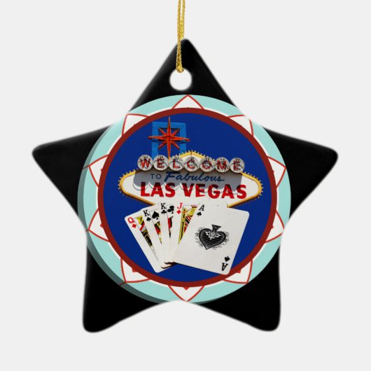 Blue Las Vegas Welcome Sign Poker Chip Keramik Ornament (Vorne)