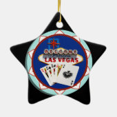 Blue Las Vegas Welcome Sign Poker Chip Keramik Ornament (Hinten)