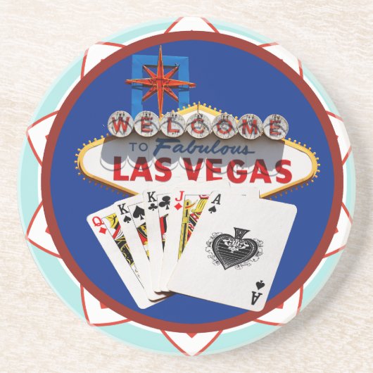 Blue Las Vegas Welcome Sign Poker Chip Untersetzer (Vorne)