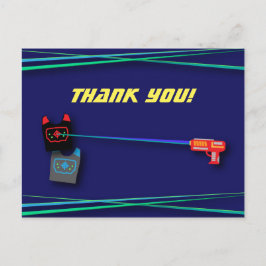 Blue Laser Tag Birthday Party Danke Postkarte