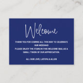 Blue Lässig Script Wedding Begrüßungskörbe Bag Bas Platzkarte (Vorderseite)