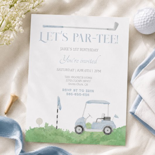 Blue lass's par tee Golf Birthday Einladung