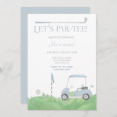 Blue lass's par tee Golf Birthday Einladung (Vorne/Hinten)