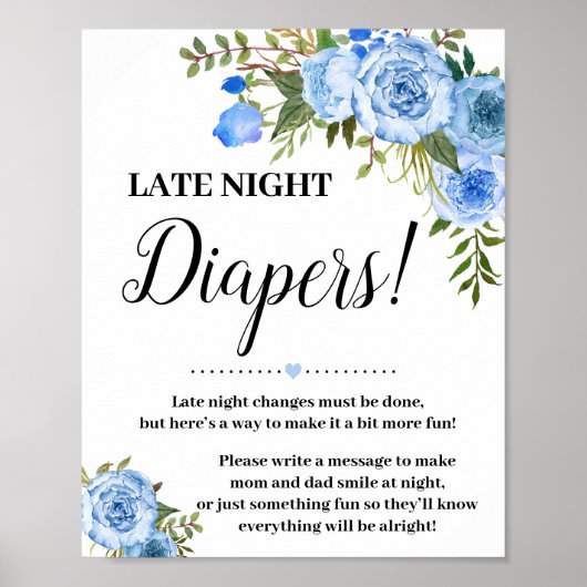 Blue Late Night Diapers Baby Showspiel-Zeichen Poster (Vorne)