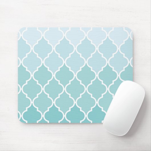 Blue Latticework, Ombre, Quatrefoil, Trellis Mousepad (Mit Mouse)